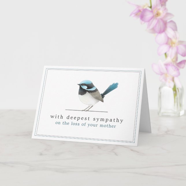 Blue Bird - Loss of Mother Simple Elegant Sympathy Card (Orchid)