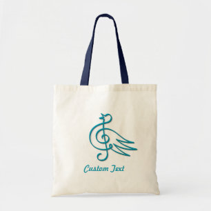 Blue bird music large tote bag
