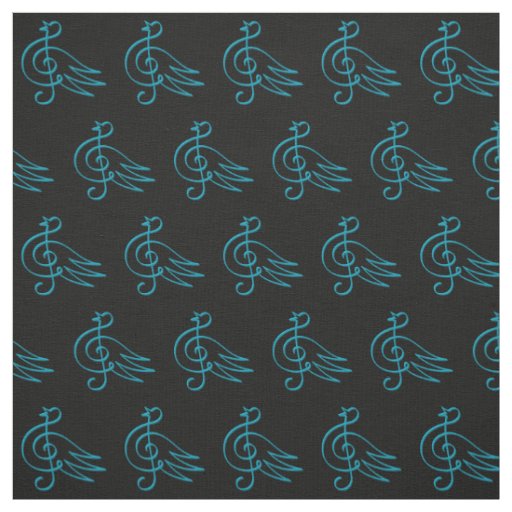 Blue Bird Music Pattern Fabric