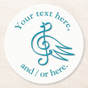 Blue bird music round paper coaster