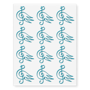 Blue bird music temporary tattoos