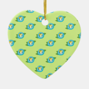 Blue Bird Nests Colorful Eggs Green Leaves Nature Ceramic Ornament