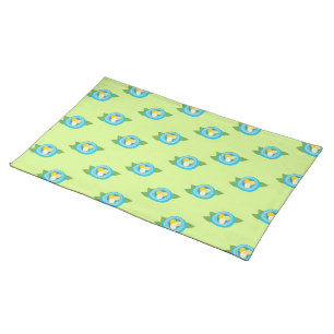 Blue Bird Nests Colorful Eggs Green Leaves Nature Cloth Placemat