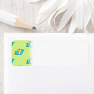 Blue Bird Nests Colorful Eggs Green Leaves Nature Label