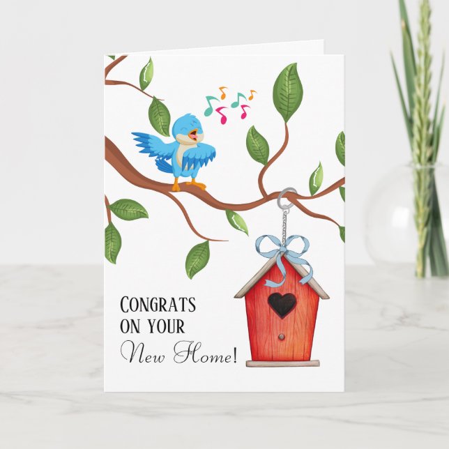 Blue Bird New Home Congrats Greeting Card (Front)