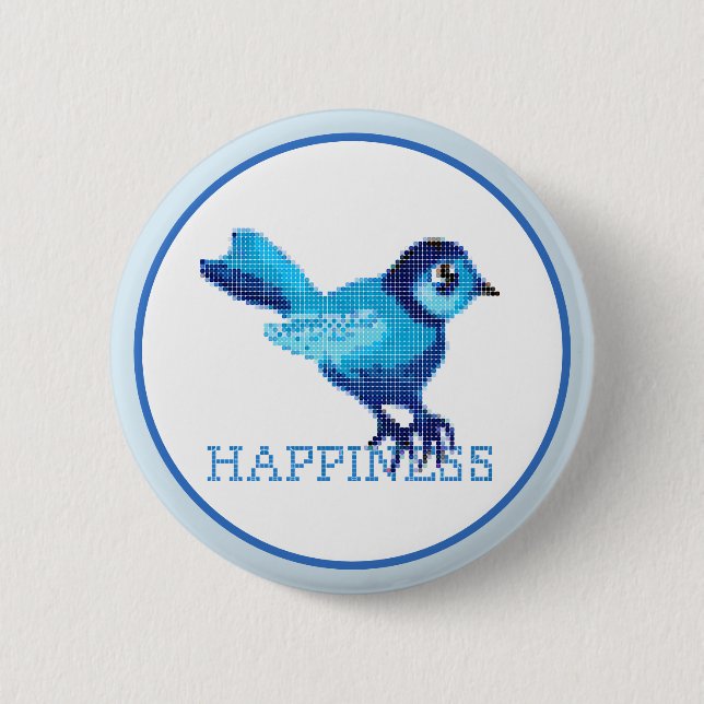 Blue bird of happiness button (Front)
