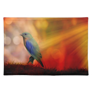 Blue Bird of Happiness Cloth Placemat
