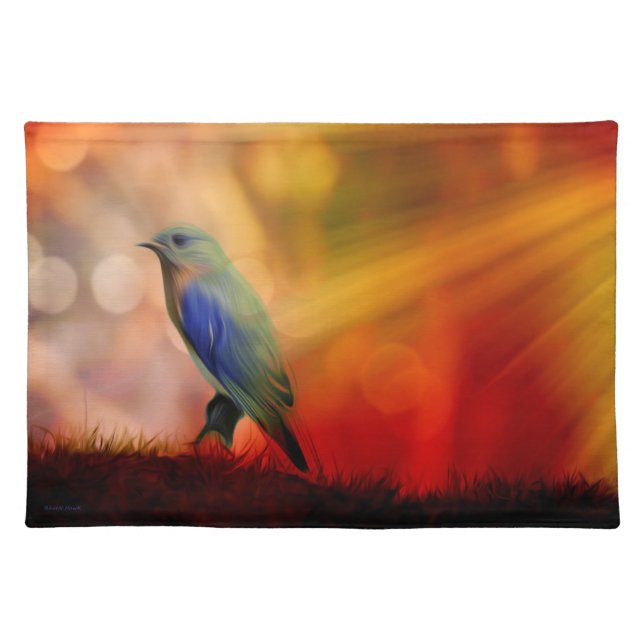 Blue Bird of Happiness Cloth Placemat (Front)