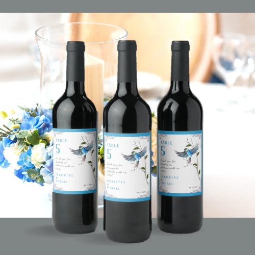 Blue Bird of Happiness Table Number Wine Label