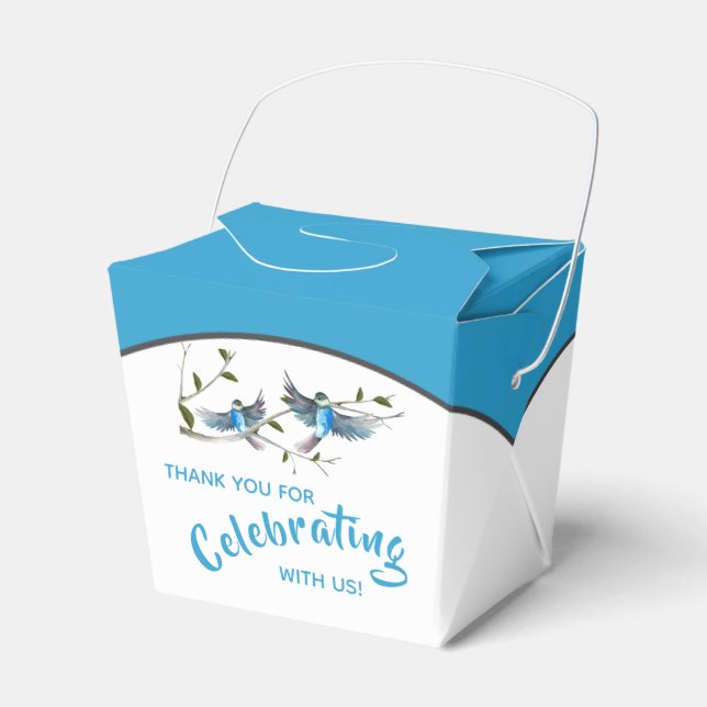 Blue Bird of Happiness Take Out Favor Box (Front Side)