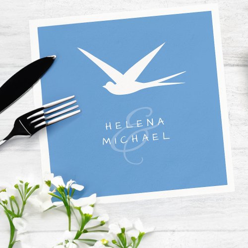 Blue Bird of Happiness Wedding Day Napkins