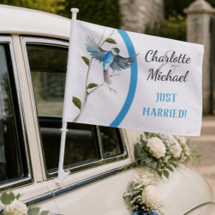 Blue Bird of Happiness Wedding Suite - Car Flag