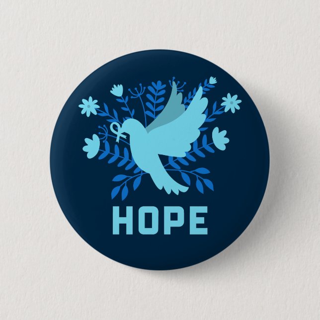 Blue Bird of Hope and Peace - Dove Button (Front)