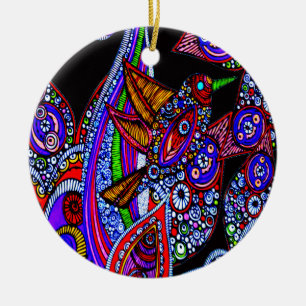 Blue Bird Of Paradise Black Ornament