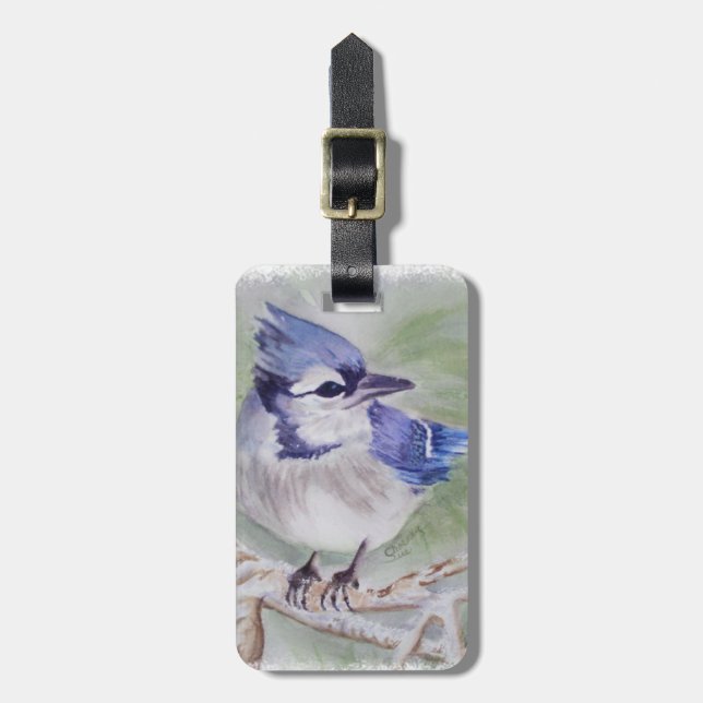 BLUE BIRD OF PARADISE LUGGAGE TAG (Front Vertical)
