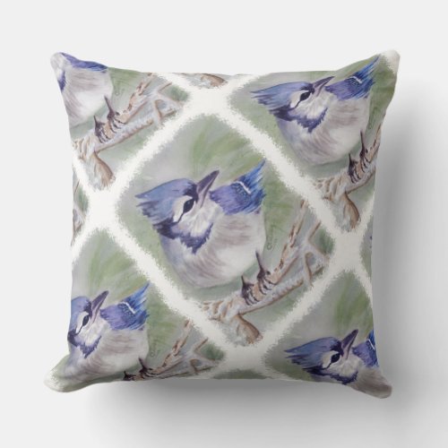 BLUE BIRD OF PARADISE THROW PILLOW