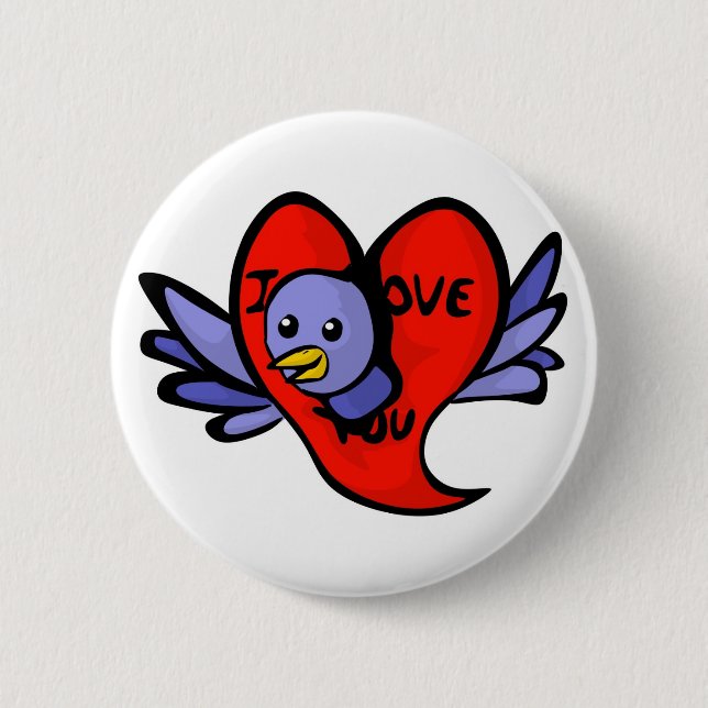 Blue Bird of Valentines Day Button (Front)