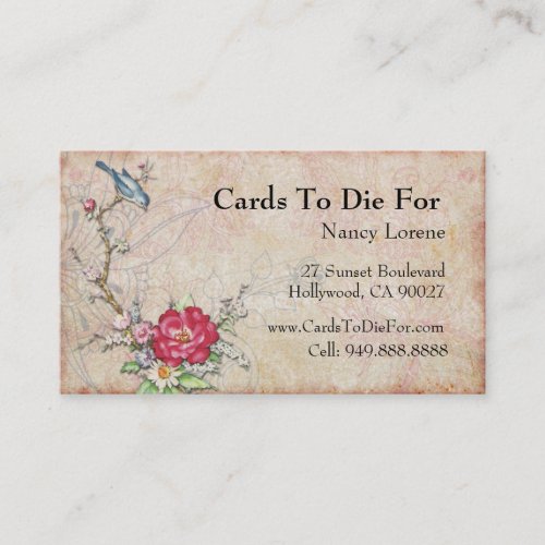 Blue Bird on a Branch Business Card Template