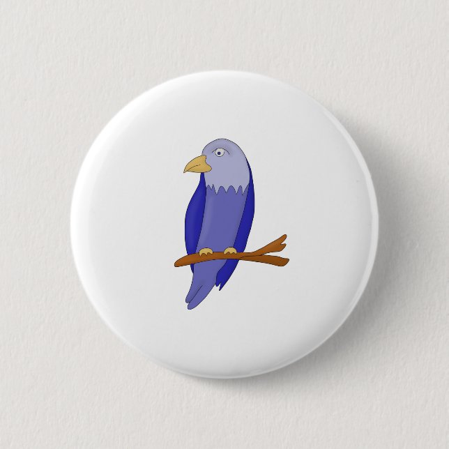 Blue bird on a branch button (Front)