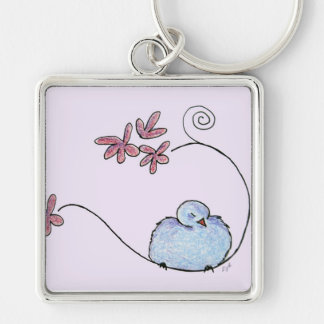 blue bird on a branch keychain