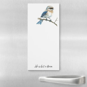 Blue Bird on a Tree Branch Magnetic Notepad