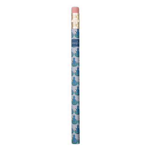 Blue Bird Pattern School Office Pencil with Name