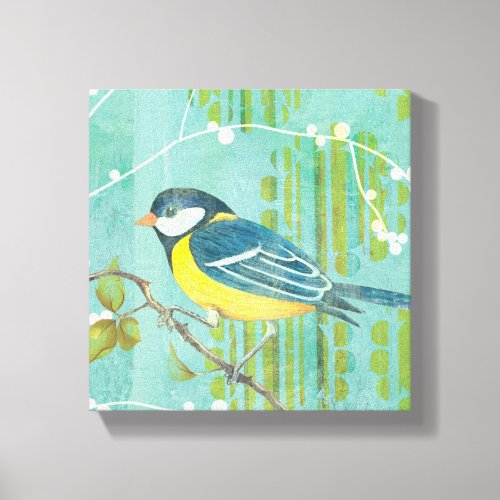 Blue Bird Perched on a Tree Canvas Print