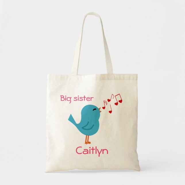Blue Bird Personalized Big Sister Tote (Front)