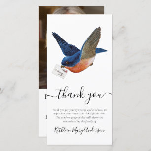 Blue Bird Photo Funeral Thank You Card