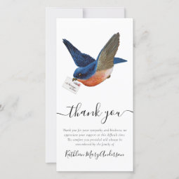 Blue Bird Photo Funeral Thank You Card | Zazzle