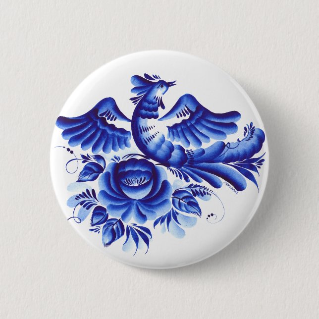 Blue bird pinback button (Front)