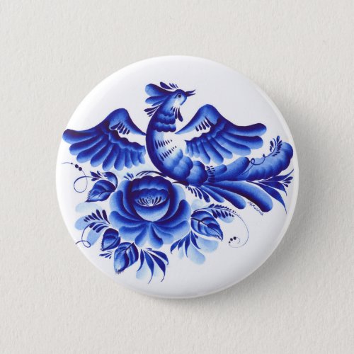 Blue bird pinback button