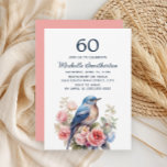 Blue Bird Pink Flowers 60th Birthday Invitation<br><div class="desc">Elegant blue bird and pink watercolor flowers 60th birthday party invitation. Contact me for assistance with your customizations or to request additional matching or coordinating Zazzle products for your celebration.</div>