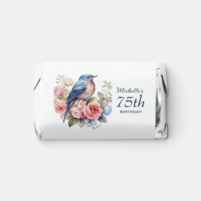 Blue Bird Pink Flowers 75th Birthday Hershey's Miniatures (Front)
