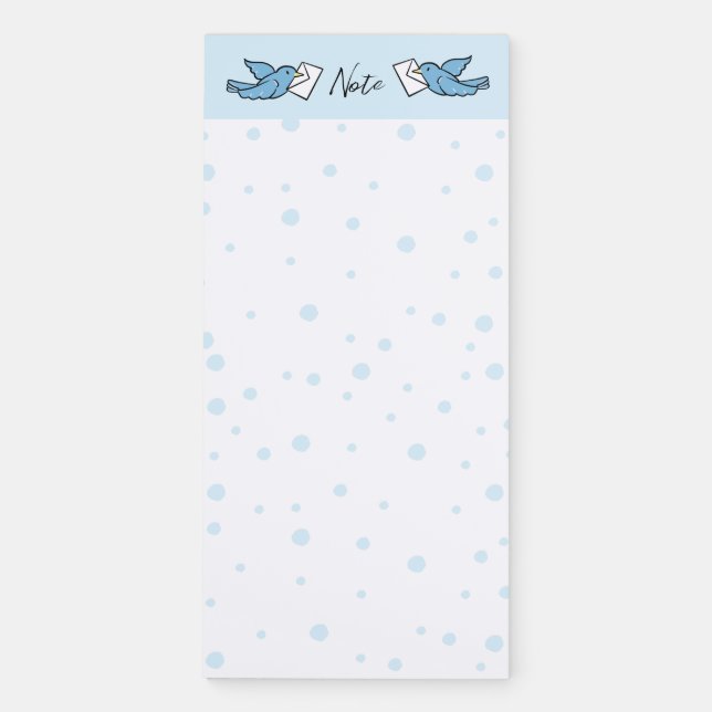 Blue Bird Poke Dot Magnetic Notepad (Front)