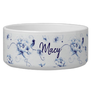 Blue Bird Rose Chinoiserie Floral Bowl