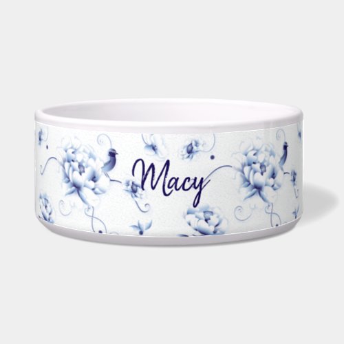 Blue Bird Rose Chinoiserie Floral Bowl