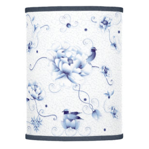 Blue Bird Rose Chinoiserie Floral Lamp Shade