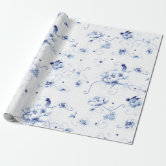 Blue and White Traditional Chintz Pattern Wrapping Paper