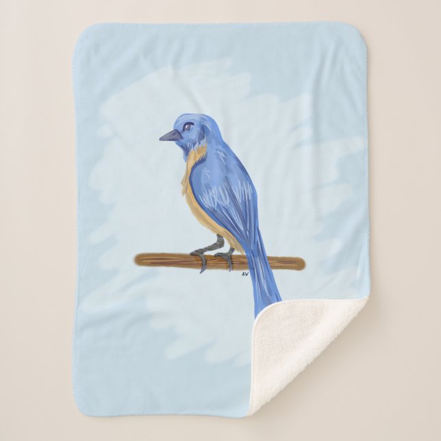 Blue Bird Sherpa Blanket (Front)