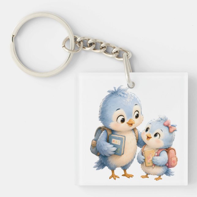 Blue Bird Siblings Acrylic Keychain (Front)