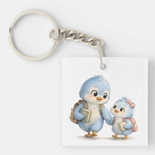Blue Bird Siblings Acrylic Keychain