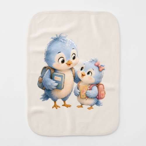 Blue Bird Siblings Baby Burp Cloth