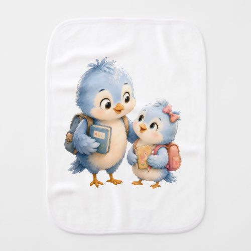 Blue Bird Siblings Baby Burp Cloth