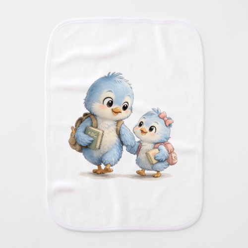 Blue Bird Siblings Baby Burp Cloth