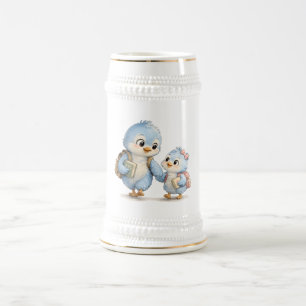 Blue Bird Siblings Ceramic Beer Stein
