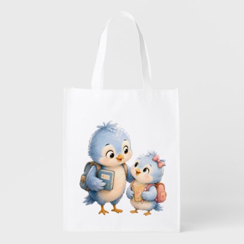 Blue Bird Siblings Grocery Tote