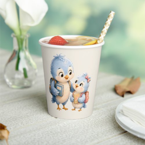 Blue Bird Siblings Paper Coffee Cup
