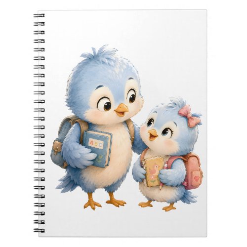 Blue Bird Siblings Photo Spiral Notebook