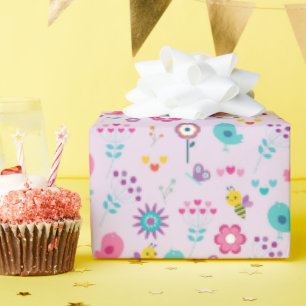Blue Bird Singing Sweet Birthday Party Wrapping Paper